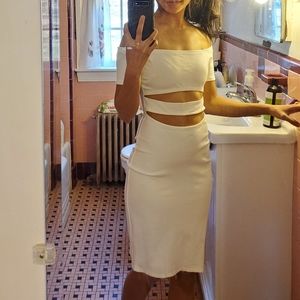 off the shoulders white dress